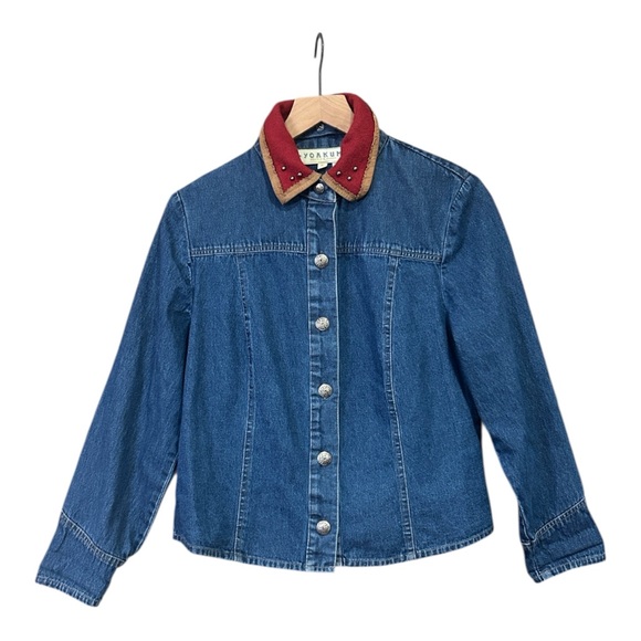 Double D Ranch Jackets & Blazers - Vintage Double D Ranch Denim Concho Button Reversible Collar Jacket Small